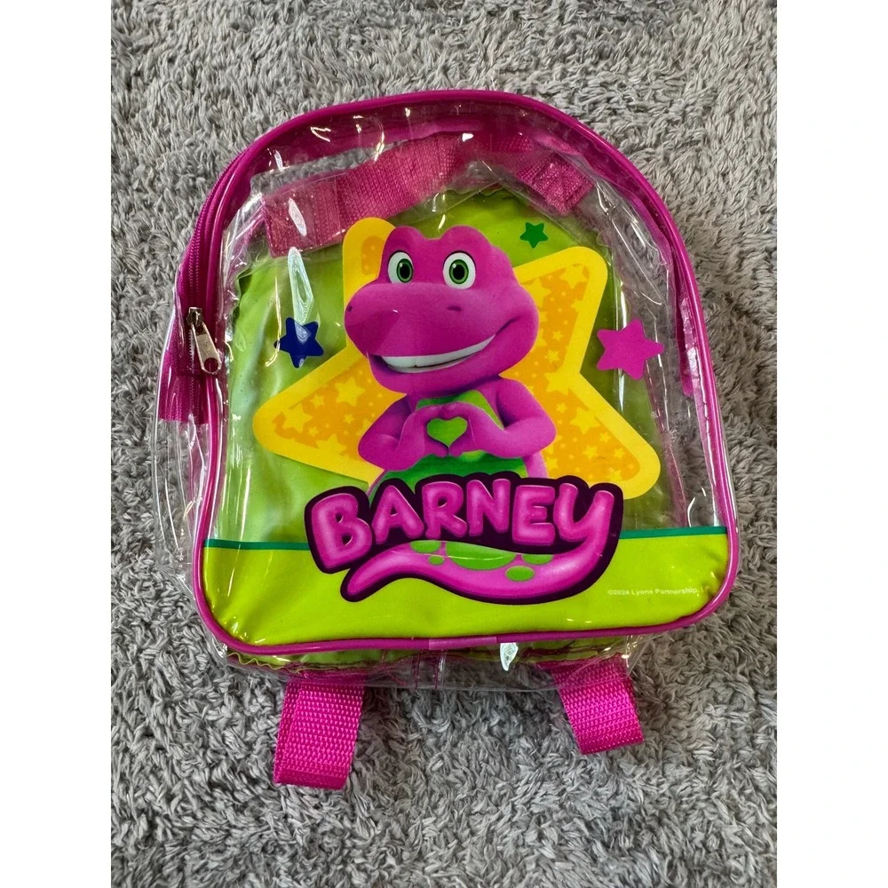 Barney Mini Backpack Clear Vinyl Kids Toddler Pink Green 2024 Lyons Partnership